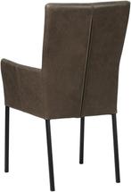 Donkerbruine leren moderne eetkamerstoel - poot vierkant zwa, Huis en Inrichting, Stoelen, Overige kleuren, Nieuw, Leer, Ophalen of Verzenden