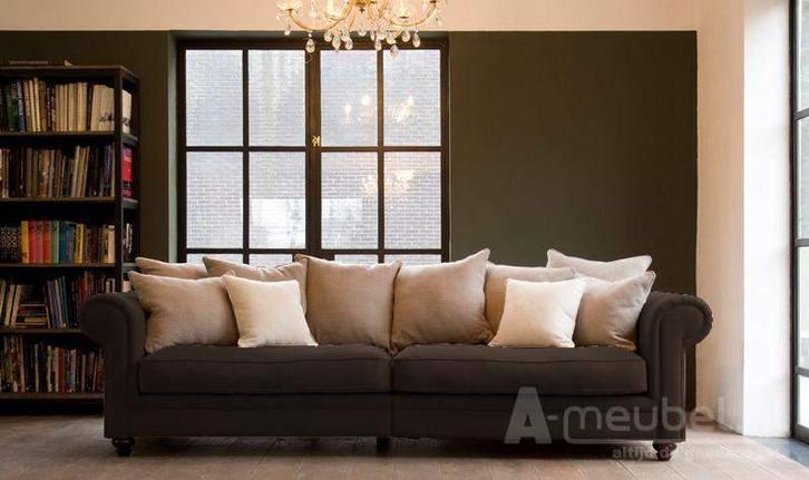 Bankstel Kaatsheuvel - rechte banken - Bruin, Huis en Inrichting, Banken | Bankstellen, Nieuw, Stof