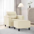 vidaXL Fauteuil met voetenbank 60 cm kunstleer crèmekleurig, Huis en Inrichting, Banken | Bankstellen, Eenpersoons, Verzenden
