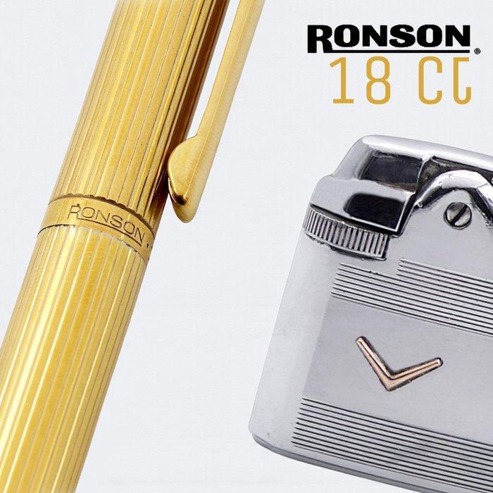 Ronson - mod. Teorema Placcata 18Ct + Accendino Varaflame, Verzamelen, Rookartikelen, Aanstekers en Luciferdoosjes