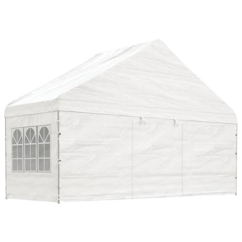 Partytent Prieel met dak 5,88x2,23x3,75 m PE wit (Paviljoen), Tuin en Terras, Partytenten, Partytent, Nieuw, 2 meter of meer, Verzenden