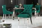 Barokke stoel CASTLE DELUXE smaragdgroen fluwelen, Nieuw, Ophalen of Verzenden