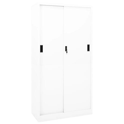 vidaXL Kantoorkast met schuifdeuren 90x40x180 cm staal wit, Huis en Inrichting, Kasten | Overige, Nieuw, Verzenden