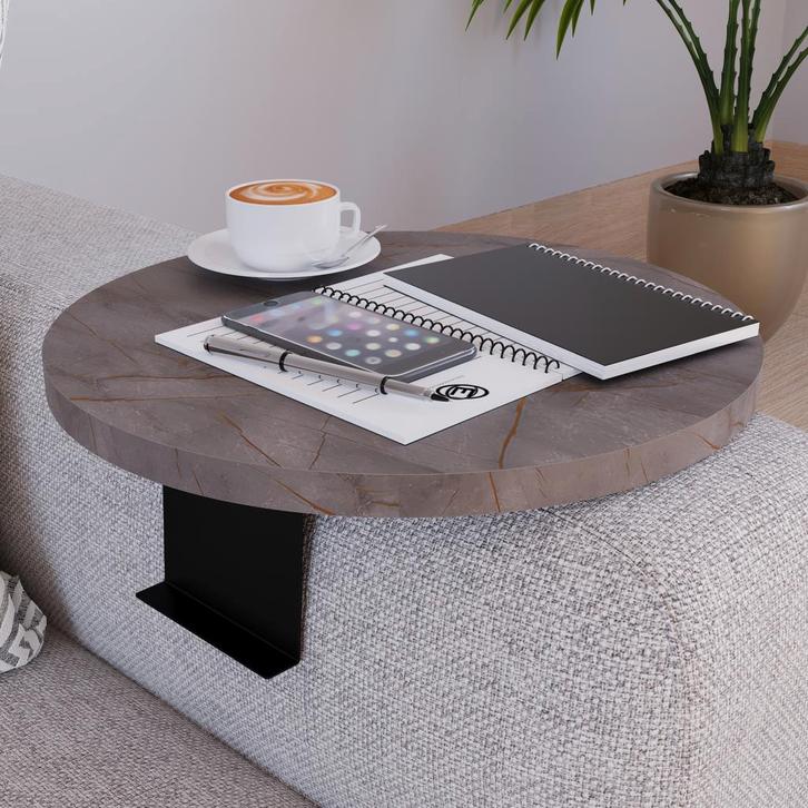 Dienblad armleuning Kuleskyd rond Ø34 cm marmer grijs [en.ca, Huis en Inrichting, Banken | Sofa's en Chaises Longues, Verzenden