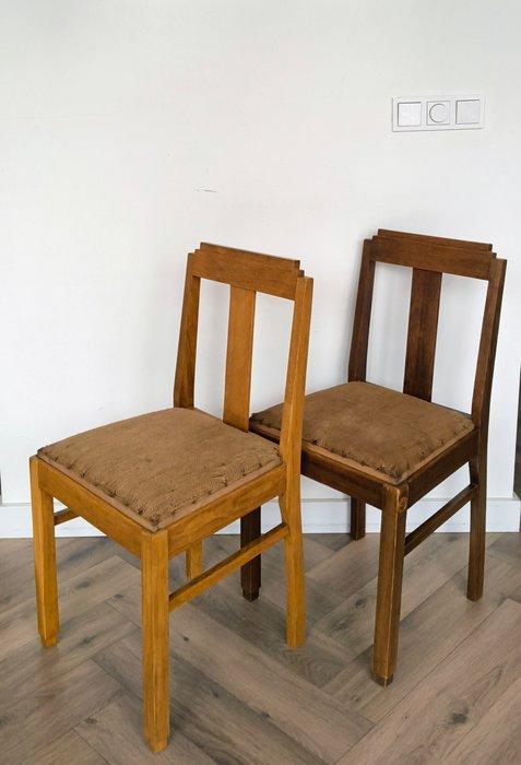 Vroom & Dreesmann - Stoel (2) - Hout, Textiel, Jute -, Antiek en Kunst, Antiek | Meubels | Stoelen en Banken