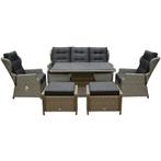 Ibiza stoel bank dining loungeset 6 delig grijs met, Tuin en Terras, Ophalen of Verzenden, Nieuw, Wicker