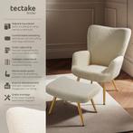 tectake® Oorfauteuil met Hocker – Scandinavische Teddy Boucl, Verzenden, Nieuw