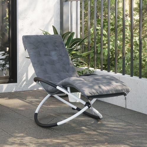 vidaXL Ligbed geometrisch met kussen staal zwart en grijs, Tuin en Terras, Ligbedden, Nieuw, Verzenden