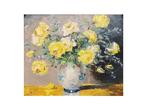 French School (XX) - Vase with yellow roses, Antiek en Kunst