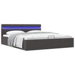 vidaXL Bedframe met opbergruimte en LED stof donkergrijs, Huis en Inrichting, Slaapkamer | Bedden, Eenpersoons, Verzenden, Nieuw