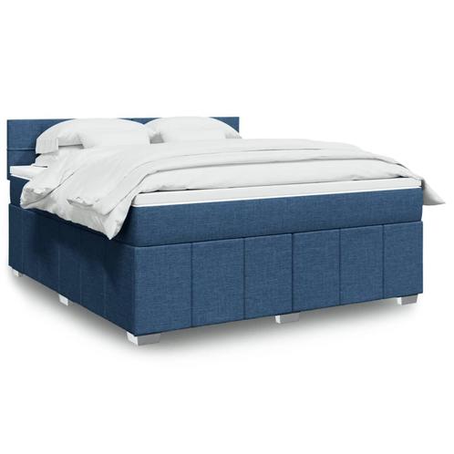 vidaXL Boxspring met matras stof blauw 180x200 cm, Huis en Inrichting, Slaapkamer | Bedden, 80 cm, 200 cm, Blauw, Eenpersoons