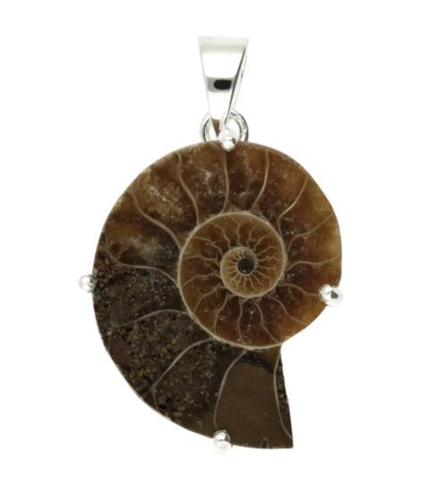 Zilveren Ammoniet versteende schelp negatief kettinghanger, Sieraden, Tassen en Uiterlijk, Kettinghangers, Verzenden