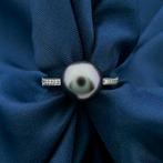 18 Krt. Witgouden ring met Tahiti parel en diamant | 0,13..., Gebruikt, Overige kleuren, Ophalen of Verzenden, Kleiner dan 17