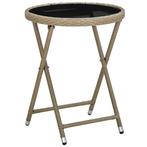 vidaXL Salontafel 60 cm poly rattan en gehard glas beige, Verzenden, Nieuw