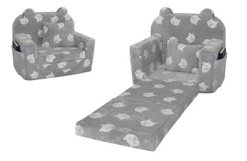 Kinderfauteuil - POLAR - 51x40x41 cm - poesjes - grijs, Kinderen en Baby's, Kinderkamer | Tafels en Stoelen, Nieuw, Ophalen of Verzenden