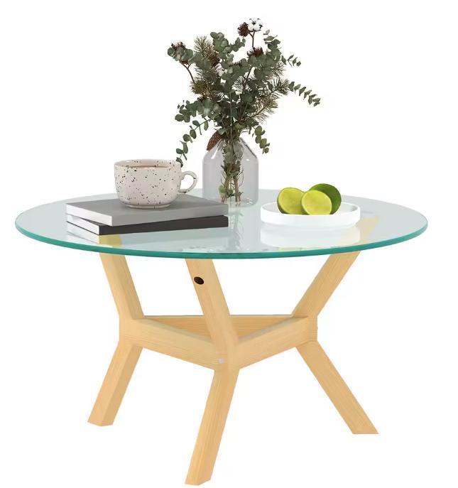 Nieuw: Ronde glazen salontafel - 80 cm met verstelbare poten, Huis en Inrichting, Tafels | Salontafels, Nieuw, Overige houtsoorten