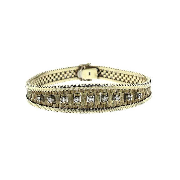 Gouden armband met diamant; 0,27 ct. | 19 cm, Sieraden, Tassen en Uiterlijk, Armbanden, Overige kleuren, Gebruikt, Met edelsteen