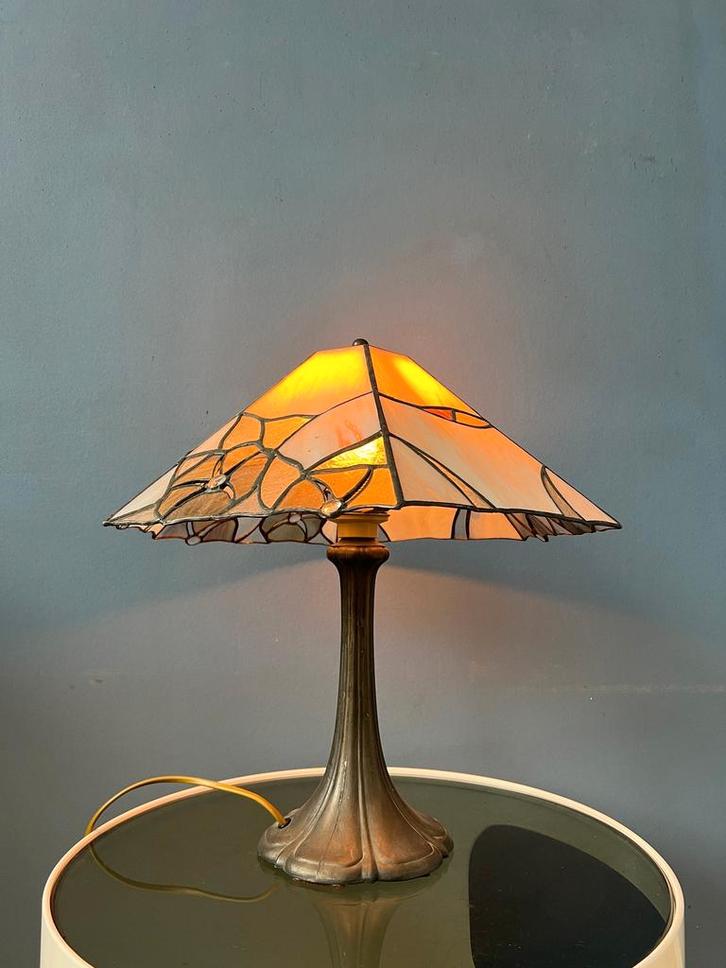Colourful Art Deco Stained Glass Table Lamp, Huis en Inrichting, Lampen | Tafellampen, Nieuw, Ophalen of Verzenden