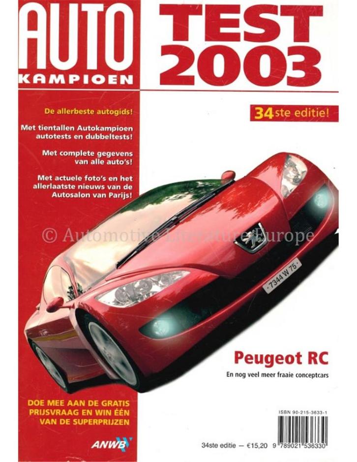2003 AUTOTEST JAARBOEK NEDERLANDS, Boeken, Auto's | Folders en Tijdschriften