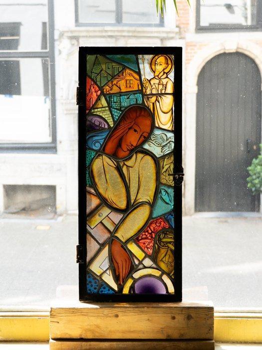 Art Deco Glas-in-loodraam - 1920-1930 - 28,5 x 70,5 cm, Antiek en Kunst, Curiosa en Brocante
