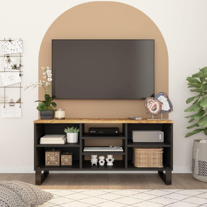 vidaXL Tv-meubel 100x33x46 cm massief mangohout en bewerkt, Huis en Inrichting, Kasten | Televisiemeubels, 25 tot 50 cm, Nieuw