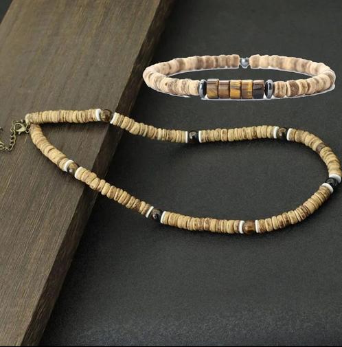 Handgemaakte edelsteen heren sieraden set - ketting en, Sieraden, Tassen en Uiterlijk, Armbanden