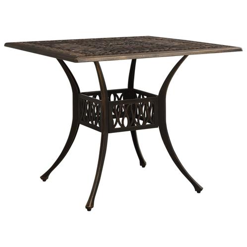 vidaXL Tuintafel 90x90x73 cm gietaluminium bronskleurig, Tuin en Terras, Tuintafels, Nieuw, Aluminium, Verzenden