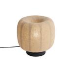 Japandi tafellamp zwart met beige linnen kap 27cm - Nami, Huis en Inrichting, Lampen | Tafellampen, Nieuw, Metaal, Japandi, Minder dan 50 cm