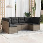 vidaXL 6-delige Loungeset met kussens poly rattan grijs, Verzenden, Nieuw, Rotan, Loungeset