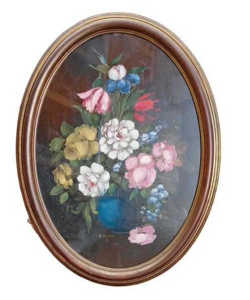 R. Rosini (XX) - Natura morta con fiori, Antiek en Kunst, Kunst | Schilderijen | Klassiek