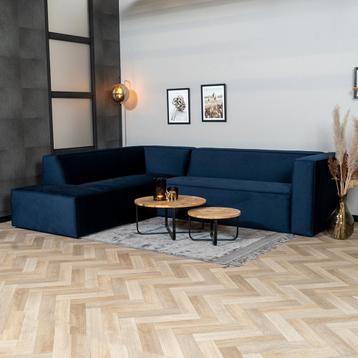 40% Korting: Velvet hoekbank Memphis blauw links beschikbaar voor biedingen
