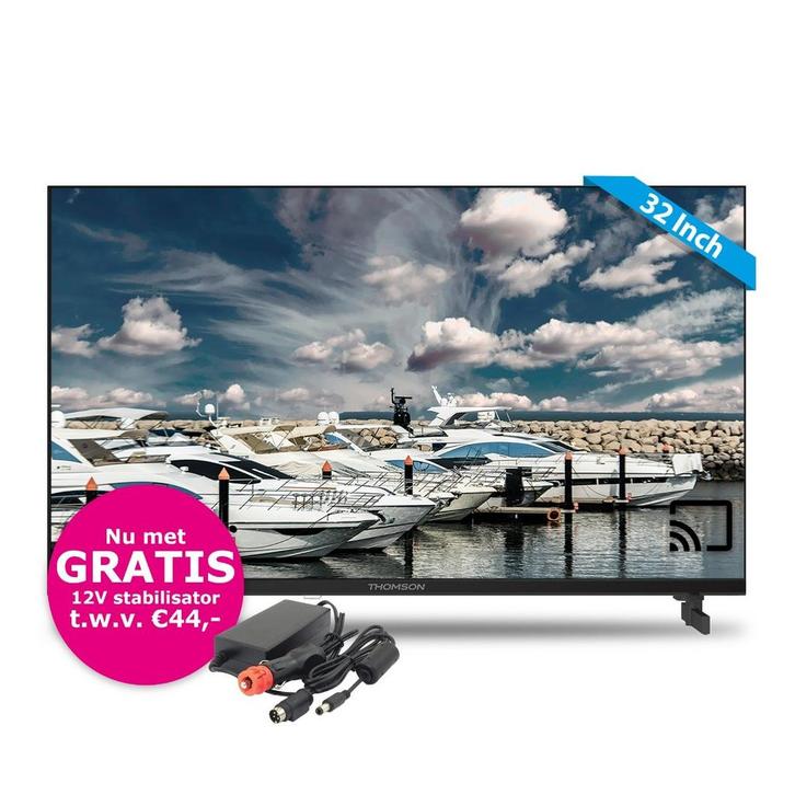 Thomson 32 Inch 12 Volt Android/Google SMART HD QLED TV met, Watersport en Boten, Navigatiemiddelen en Scheepselektronica, Nieuw