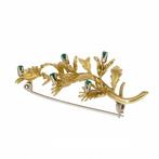 Broche - 18 karaat Geel goud Turquoise, Sieraden, Tassen en Uiterlijk, Antieke sieraden