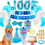 34-delige honden verjaardags set WOOF blauw met stippels, Verzenden, Nieuw