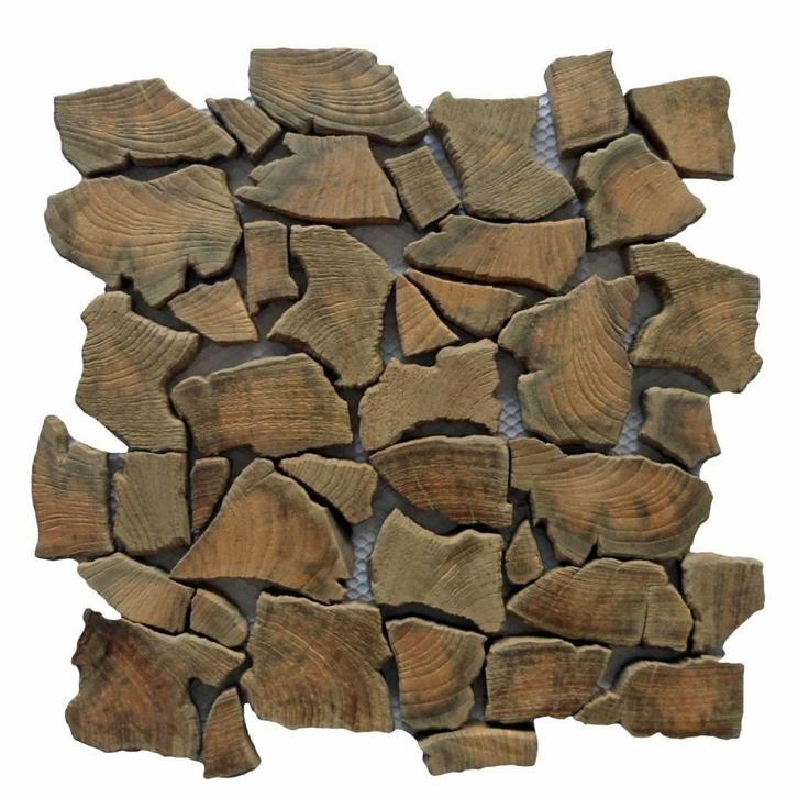Mozaïek Hout Natural Root Old Teak 30X30 Cm (Prijs Per 1M²), Doe-het-zelf en Verbouw, Tegels, Ophalen of Verzenden