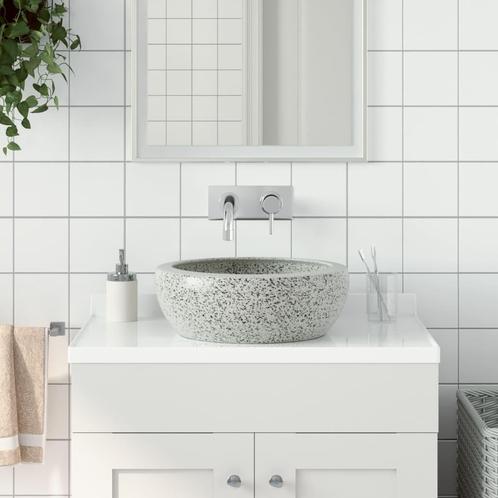 vidaXL Opzetwasbak rond 41x14 cm keramiek grijs, Doe-het-zelf en Verbouw, Sanitair, Nieuw, Verzenden