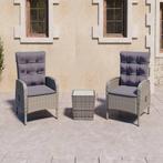 vidaXL 3-delige Bistroset poly rattan en glas grijs, Verzenden, Nieuw, Rotan
