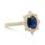 Ring - 18 karaat Geel goud - 1.49ct. tw. Saffier - Diamant -, Sieraden, Tassen en Uiterlijk, Ringen, Nieuw