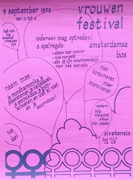 vintageposter vrouwenrechten - vrouwenfestival 1978, Verzamelen, Posters, Nieuw, Overige onderwerpen, Met lijst, Verzenden