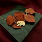 Gouden ketting met vaste hanger en diamant 0,03 ct. | 45cm, Sieraden, Tassen en Uiterlijk, Kettingen, Gebruikt, Overige kleuren