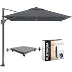 Challenger T1 300x300 cm zwart met parasolvoet 90kg en hoes, Tuin en Terras, Parasols, Ophalen of Verzenden, Nieuw