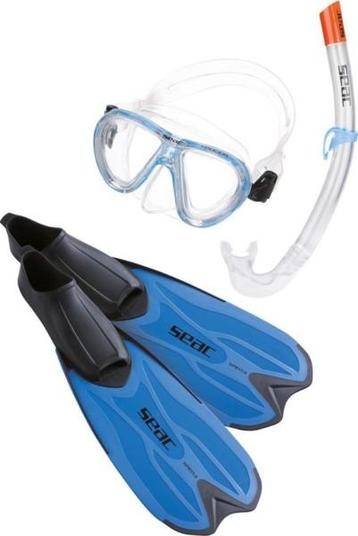 SET TRIS SPINTA MIX JR 28/30 BLUE duikbril met snorkel en vl