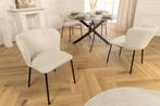 Design stoel LYON beige corduroy zwarte metalen poten -, Huis en Inrichting, Stoelen, Ophalen of Verzenden, Nieuw