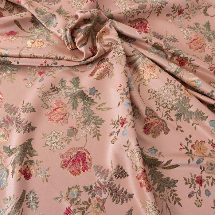 BA005 - Brokaatstof (Lampasso) Italiaans - Oudroze Zijde –, Antiek en Kunst, Antiek | Kleden en Textiel