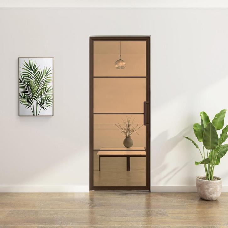 Stalen Taatsdeur - Brons - 4 Vlaks - Brons rook glas, Doe-het-zelf en Verbouw, Deuren en Horren, Nieuw, Metaal, Overige typen