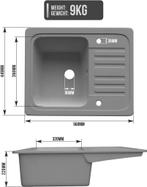 Spoelbak - Wasbak - Keuken - Graniet - 57x22x45 cm - Zilver, Huis en Inrichting, Verzenden, Zo goed als nieuw