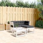 vidaXL 3-delige Loungeset met kussens massief grenenhout wit, Verzenden, Nieuw, 3 zitplaatsen, Loungeset