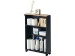 Yamazaki Tower - Badkamer Trolley - Houten bovenblad - Zwart, Verzenden, Zo goed als nieuw