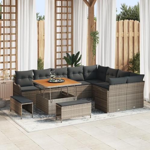 vidaXL 12-delige Tuinbankenset met kussens poly rattan, Tuin en Terras, Tuinsets en Loungesets, Nieuw, Rotan, Verzenden