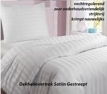 Dekbedovertrek Satijn Gestreept Kleur Ecru met 1 of 2 Slopen beschikbaar voor biedingen